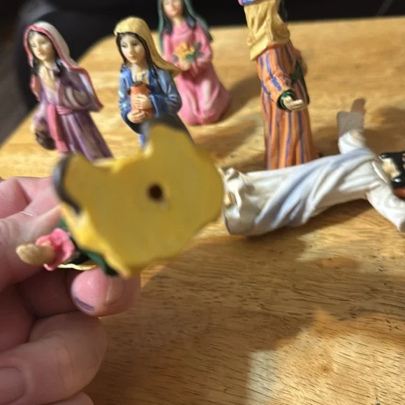 Set of 7 Vintage 1990s Wooden Christian Religion Figurines
